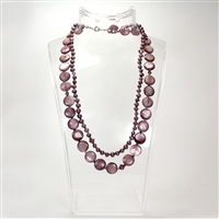 Lady's Pink Bead Necklace - 16"