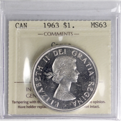 1963 Canada Dollar ICCS Certified MS-63 Cameo