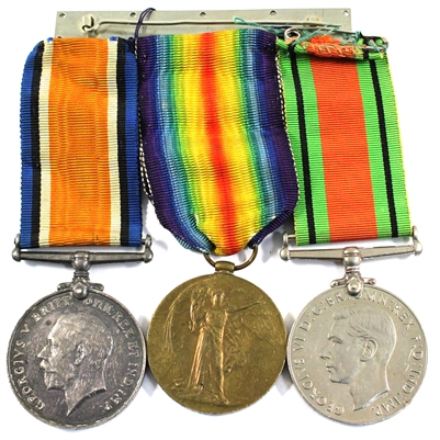 Lot of 3x British WWI & WWII Medals with Ribbons, 3Pcs (2x Toned)