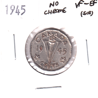 1945 No Chrome Canada 5-cents VF-EF (VF-30) Scratched, corrosion, or impaired