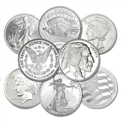 (LPO) MIXED Generic 1oz. Silver Rounds .999 Fine (TAX exempt) NO Credit Card, Paypal.