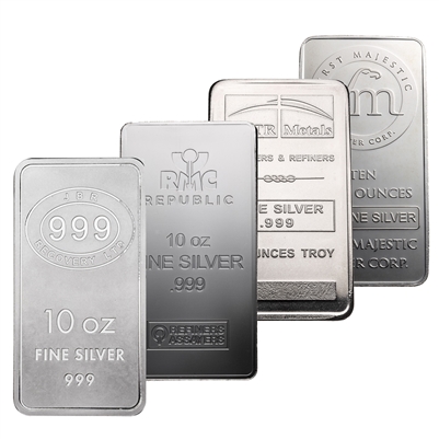 (LPO) Various 10oz. Silver Bars .999 Fine (TAX exempt) Issues - NO Credit Card, Paypal.