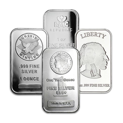 (LPO) MIXED 1oz. Silver Bars .999 Fine (TAX exempt) Issues - NO Credit Card, Paypal.