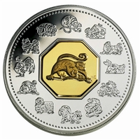 2004 Canada $15 Year of the Monkey Sterling Silver & Gold Plated Cameo (lightly toned)