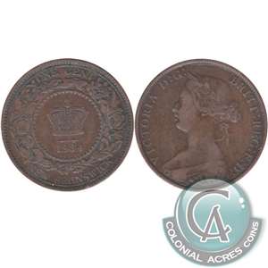 1864 Short 6 New Brunswick 1-cent Very Fine (VF-20)
