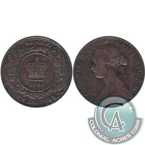 1864 Tall 6 New Brunswick 1-cent Fine (F-12)