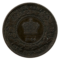 1864 Tall 6 New Brunswick 1-cent Very Fine (VF-20)