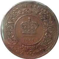 1861 Small Bud Nova Scotia 1-cent EF-AU (EF-45) $