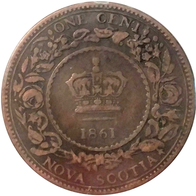1861 Small Bud Nova Scotia 1-cent VG-F (VG-10)
