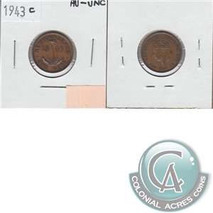 1943C Newfoundland 1-cent Almost Uncirculated (AU-50)
