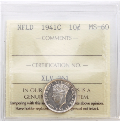 1941C Newfoundland 10-cents ICCS Certified MS-60