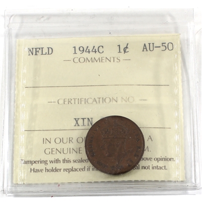 1944C Newfoundland 1-cents ICCS Certified AU-50