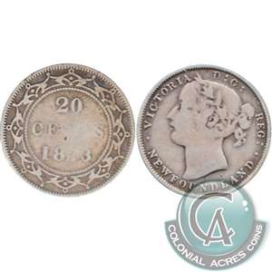 1873 Newfoundland 20-cents Very Good (VG-8)