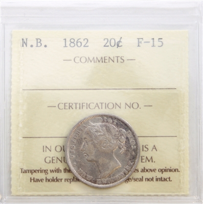 1862 New Brunswick 20-cents ICCS Certified F-15