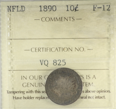 1890 Newfoundland 10-cents ICCS Certified F-12
