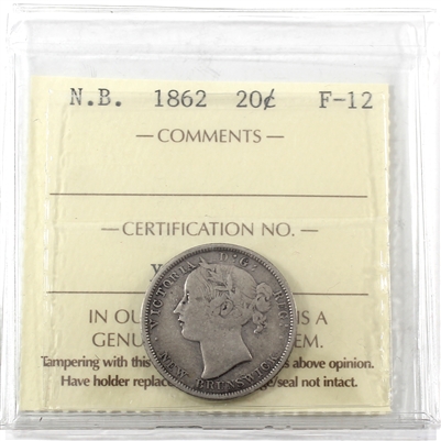 1862 New Brunswick 20-cents ICCS Certified F-12