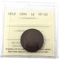 1894 Newfoundland 1-cent ICCS Certified VF-20