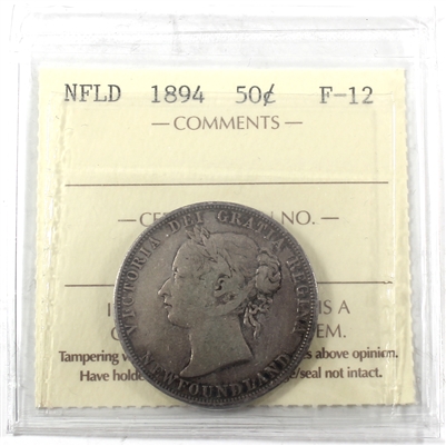 1894 Newfoundland 50-cents ICCS Certified F-12