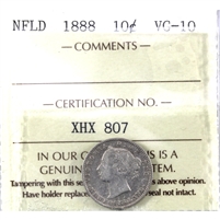 1888 Newfoundland 10-cents ICCS Certified VG-10