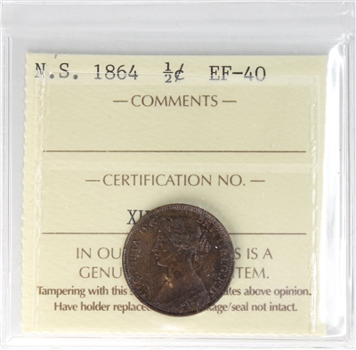 1864 Nova Scotia Half Cent ICCS Certified EF-40