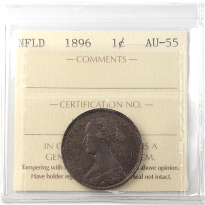 1896 Newfoundland 1-cent ICCS Certified AU-55 (XWF 051)