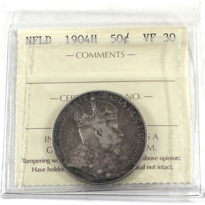 1904H Newfoundland 50-cents ICCS Certified VF-30
