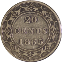 1865 Newfoundland 20-cents Very Fine (VF-20)