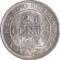 1917C Newfoundland 25-cents AU-UNC (AU-55)