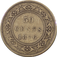 1876H Newfoundland 50-cents F-VF (F-15) $