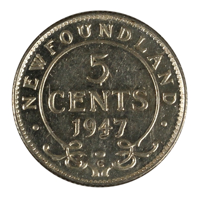 1947C Newfoundland 5-cents Almost Uncirculated (AU-50)