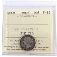 1882H Newfoundland 10-cents ICCS Certified F-12