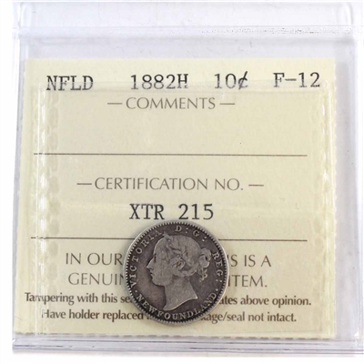 1882H Newfoundland 10-cents ICCS Certified F-12