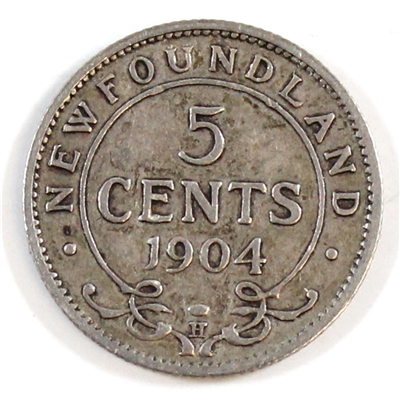1904 Newfoundland 5-cents VG-F (VG-10)