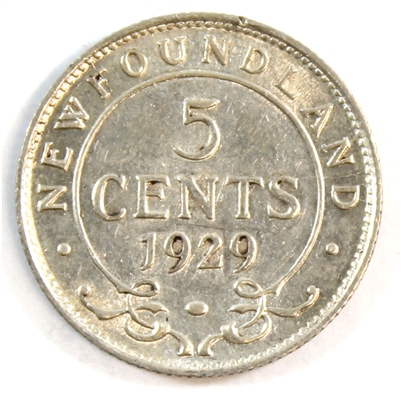 1929 Newfoundland 5-cents EF-AU (EF-45)