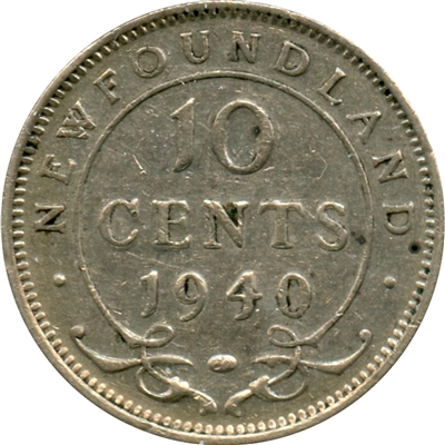 1940 Re-Engraved Newfoundland 10-cents VF-EF (VF-30)