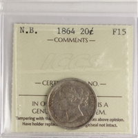 1864 New Brunswick 20-cents ICCS Certified F-15