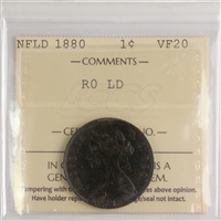 1880 RO LD Newfoundland 1-cent ICCS Certified VF-20