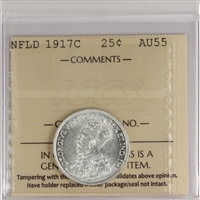 1917C Newfoundland 25-cents ICCS Certified AU-55