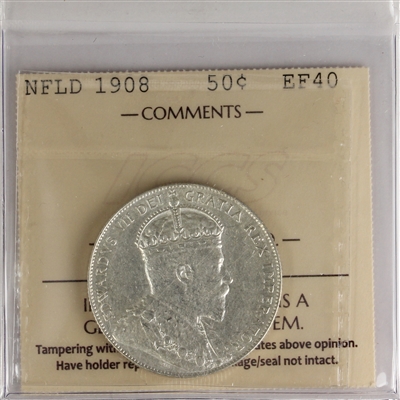 1908 Newfoundland 50-cents ICCS Certified EF-40