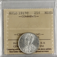 1917C Newfoundland 25-cents ICCS Certified MS-60 (XDM 398)