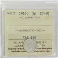 1917C Newfoundland 5-cents ICCS Certified EF-40