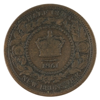 1861 New Brunswick 1/2 Cent Very Fine (VF-20) $