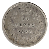 1858 Canada 10-cents Fine (F-12)