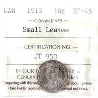 1913 Small Leaves Canada 10-cents ICCS Certified EF-45