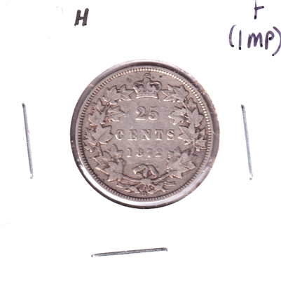 1872H Canada 25-cents Fine (F-12) Impaired