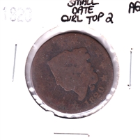 1820 Small Date, Curl Top 2 USA Cent About Good (AG-3)