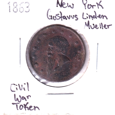 1863 USA Gustavus Lindenmueller, New York, Civil War Token