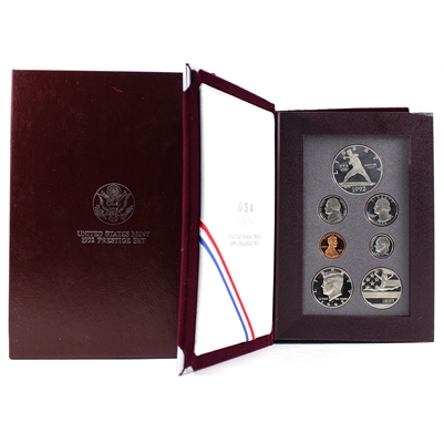 1992 S USA Olympic Coins Prestige Proof Set (Dollar slightly toned, wear on box)