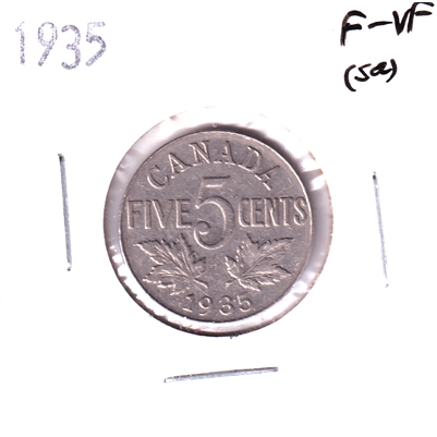 1935 Canada 5-cents F-VF (F-15) Scratched, mark, or impaired