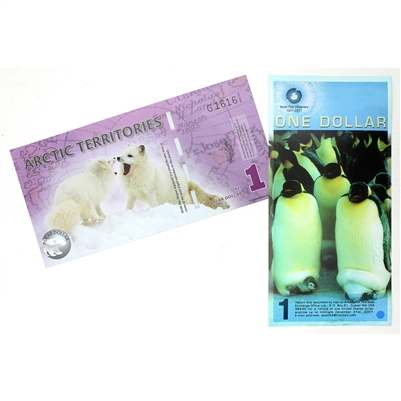 Pair of 2011 & 2012 Arctic & Antarctic Souvenir Notes with Cute Foxes & Penguins, 2Pcs